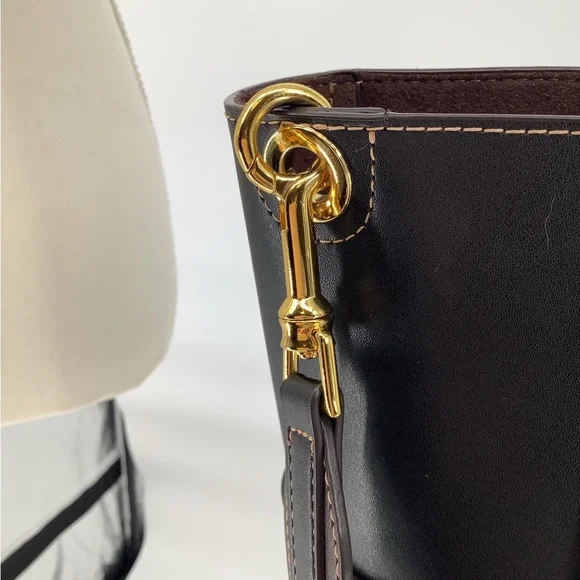 Aallyn Black and Brown Bucket Crossbody Leather Bag NWOT.